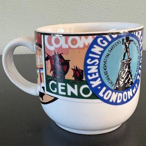 VITROMASTER Vintage AROUND THE WORLD Stoneware Cup Mug w/ Art by Deborah Mallow